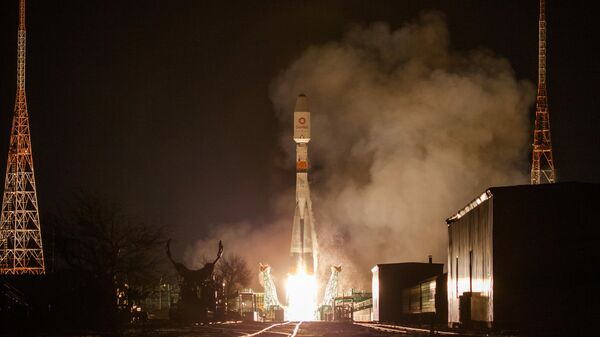 Пуск ракеты-носителя Союз-2.1б с разгонным блоком Фрегат и космическими аппаратами OneWeb на борту с космодрома Байконур