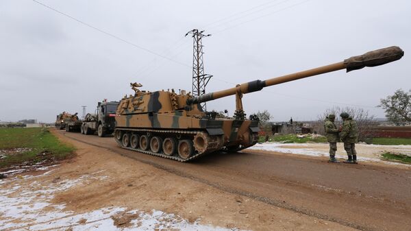 Турецкий военный конвой в окрестностях Идлиба, Сирия