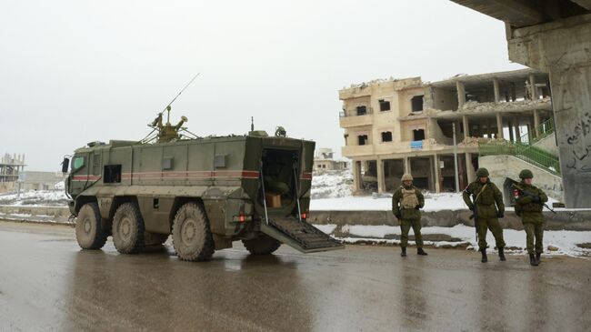 Патруль российской военной полиции в Идлибе