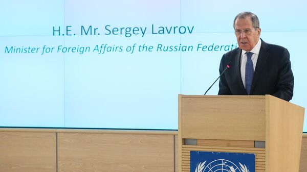 Министр иностранных дел РФ Сергей Лавров выступает на Конференции по разоружению 2020