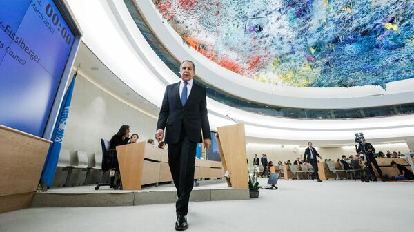 Министр иностранных дел РФ Сергей Лавров на Конференции по разоружению 2020 в рамках сегмента высокого уровня 43-й сессии Совета ООН по правам человека