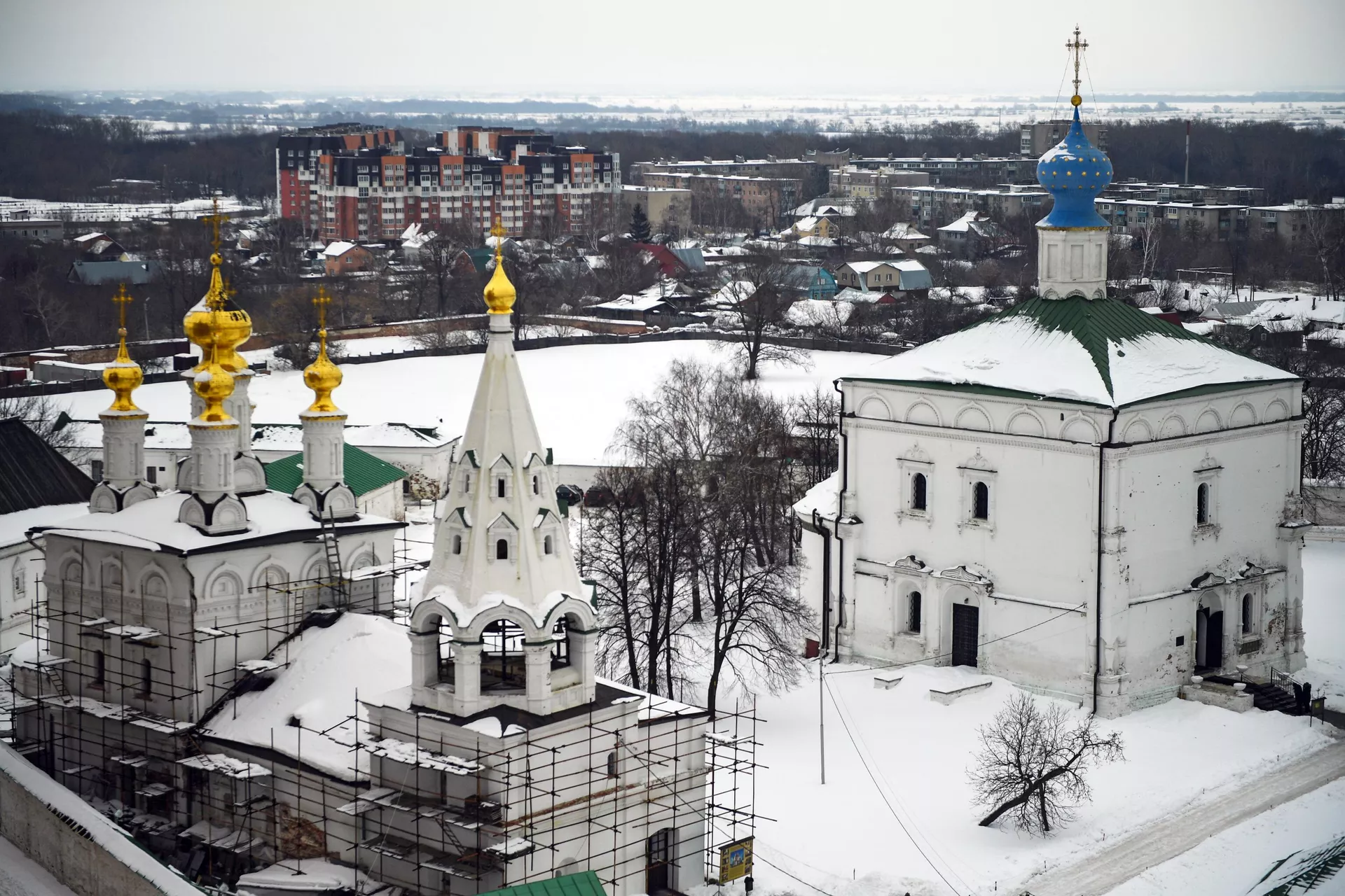 Cпаco-Преображенский собор (справа) и Богоявленский храм Спасо-Преображенского мужского монастыря города Рязани - РИА Новости, 1920, 04.10.2021