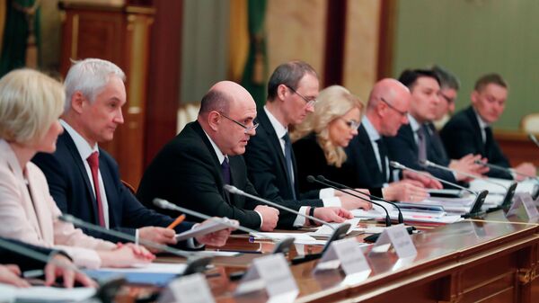 Председатель правительства РФ Михаил Мишустин проводит встречу с членами Совета палаты Совета Федерации РФ