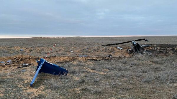На месте падения вертолета в Наримановском районе Астраханской области