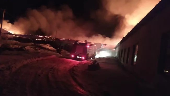 Сотрудники МЧС на месте пожара в селе Нижнийсикиязово Балтачевского района Республики Башкортостан