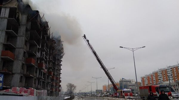 Пожар в строящемся здании Кировского района Самары