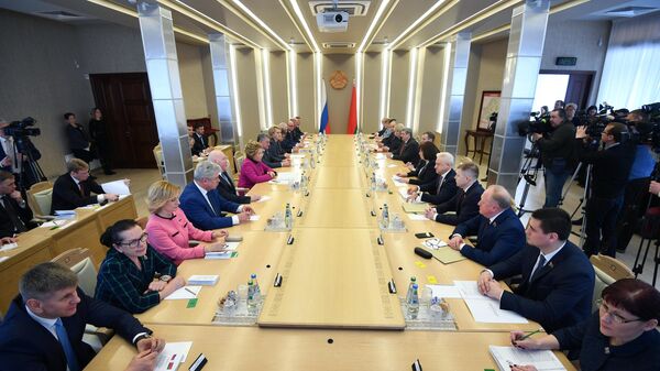 Встреча членов Совета Республики Национального собрания Республики Беларусь с делегацией Совета Федерации РФ в Минске.  5 марта 2020