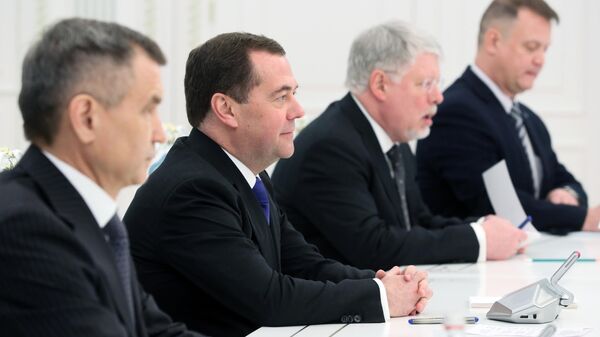 Заместитель председателя Совета безопасности РФ Дмитрий Медведев во время визита в Казахстан