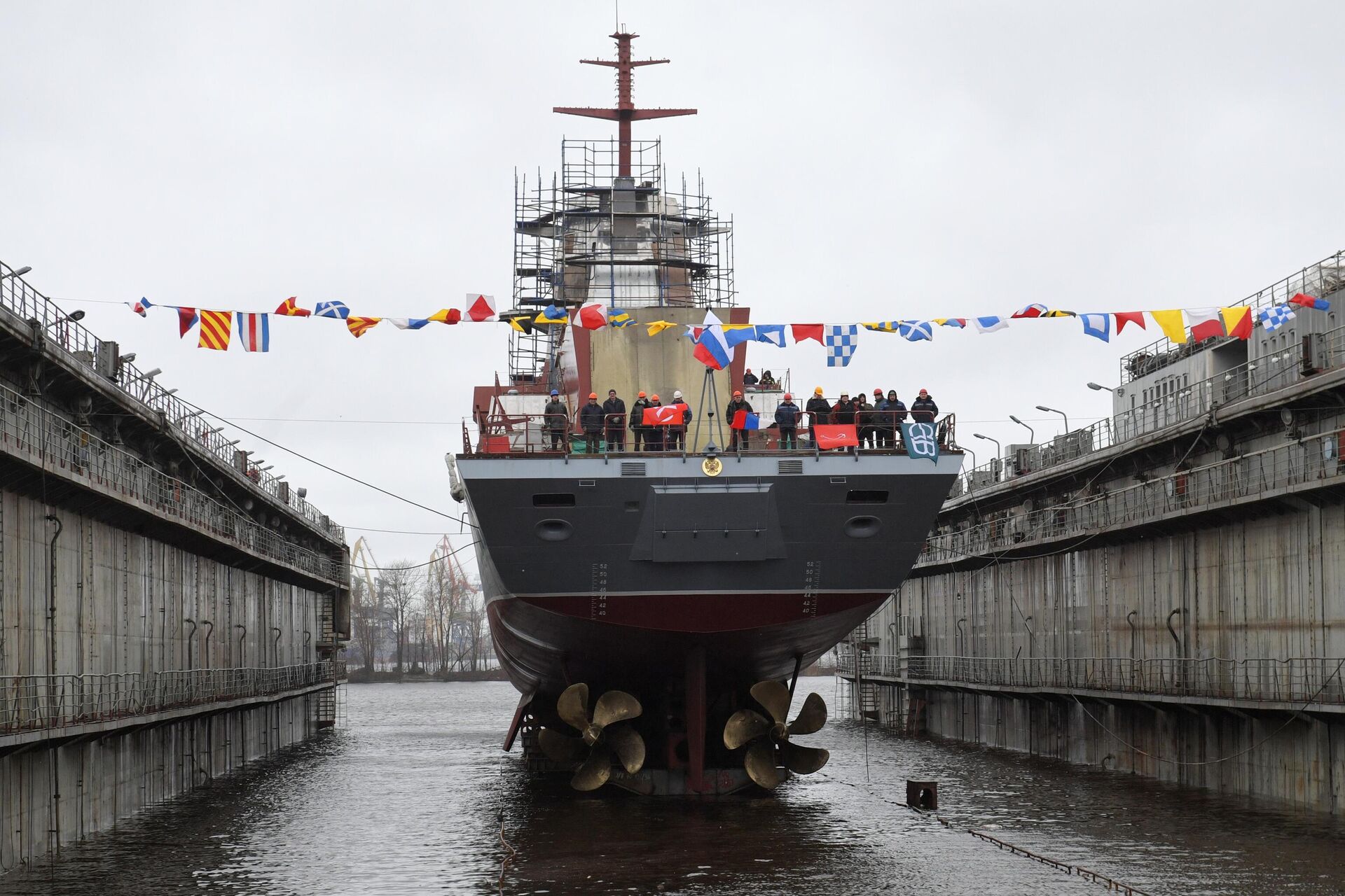 Церемония спуска на воду корвета Ретивый в Санкт-Петербурге - РИА Новости, 1920, 22.12.2020