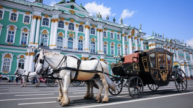 Карета возле Эрмитажа в Санкт-Петербурге