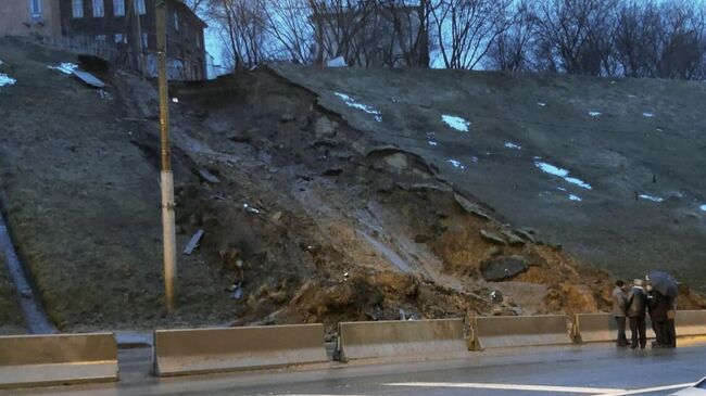 Оползень в Нижнем Новгороде. 19 марта 2020