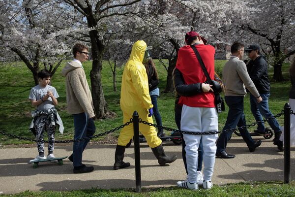 Посетители в парке в Вашингтоне