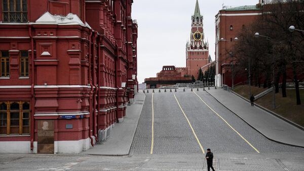 Вид на Спасскую башню с Кремлевского проезда