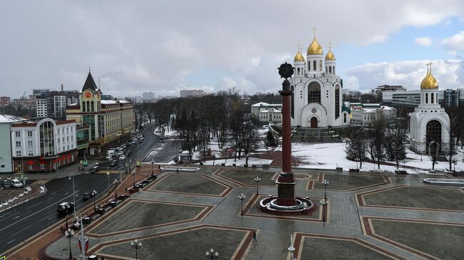 Площадь победы и кафедральный собор Христа Спасителя в Калининграде