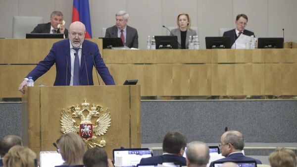 Павел Крашенинников выступает на пленарном заседании Государственной Думы РФ