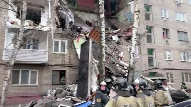 Поврежденный, в результате взрыва бытового газа, жилой дом в Орехово-Зуево