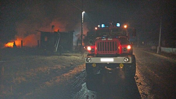 На месте пожара в селе Елань Свердловской области