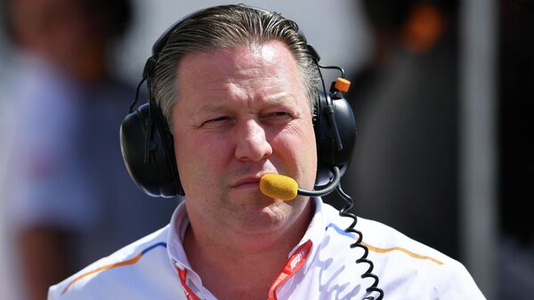 MONTREAL, QUEBEC - JUNE 08: McLaren Chief Executive Officer Zak Brown looks on from the pitwall during qualifying for the F1 Grand Prix of Canada at Circuit Gilles Villeneuve on June 08, 2019 in Montreal, Canada.   Dan Mullan/Getty Images/AFP