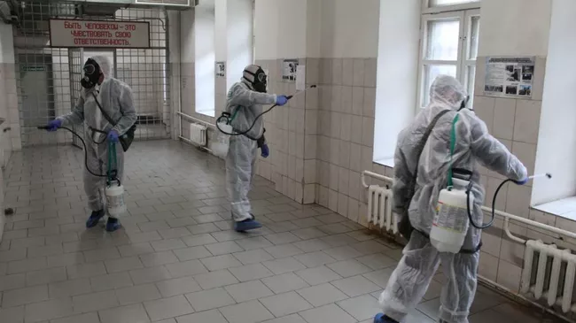Дезинфекция во время санитарного дня в учреждениях системы ФСИН Дезинфекция во время санитарного дня в учреждениях системы ФСИН