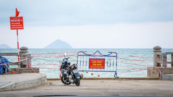 Закрытый пляж в курортном городе Нячанг во Вьетнаме