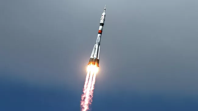 Старт ракеты-носителя Союз-2.1а с пилотируемым кораблем Союз МС-16