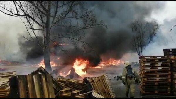 Видеокадры с места крупного пожара в Самарской области