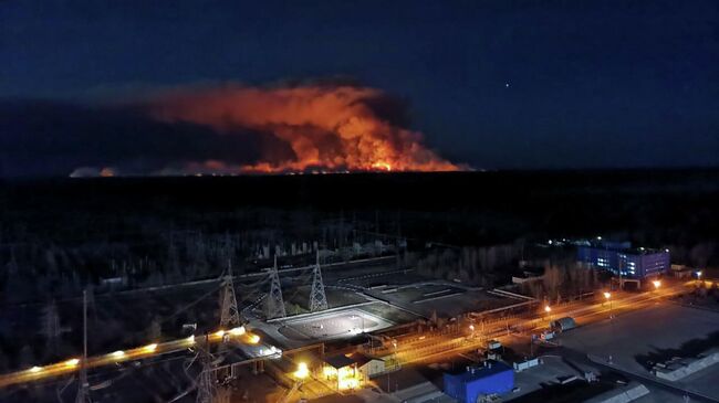 Лесной пожар в зоне отчуждения Чернобыльской АЭС