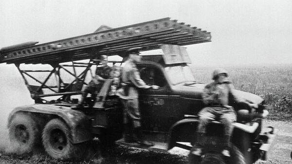 Реактивная артиллерийская установка Катюша  на фронте во время Великой Отечественной войны