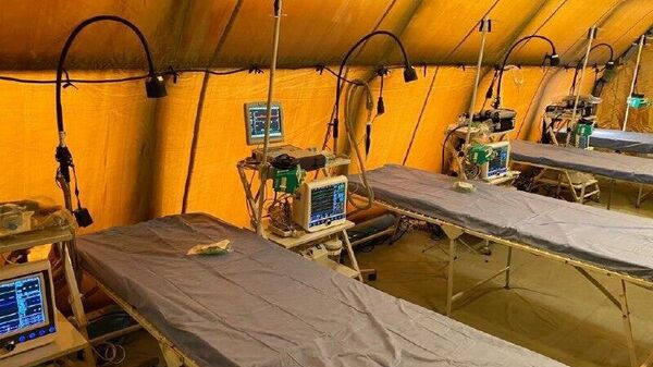 Мобильный госпиталь для заразившихся коронавирусом в мурманском поселке Белокаменка