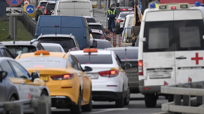 Пробка на въезде в Москву