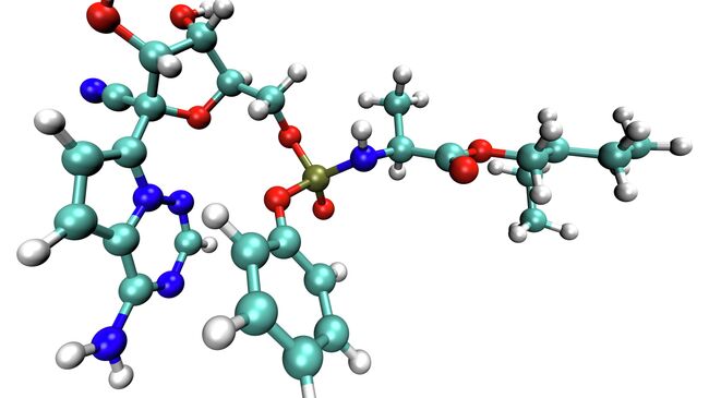 Трехмерная модель Ремдесивира, противовирусного препарата для лечения коронавируса COVID-19