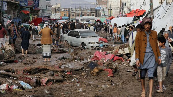 Последствия проливных дождей в Сане, Йемен