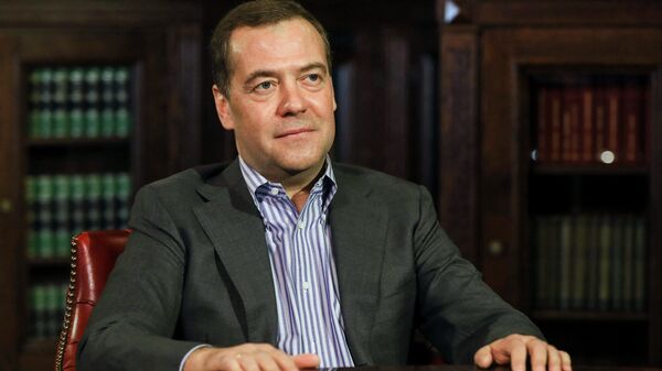Дмитрий Медведев во время интервью