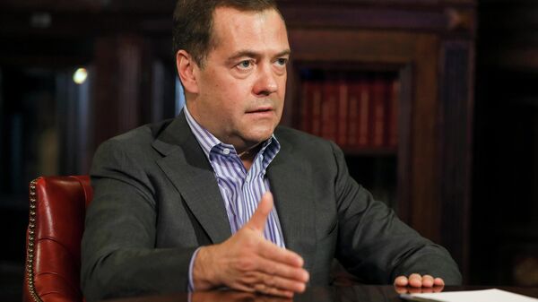 Дмитрий Медведев во время интервью