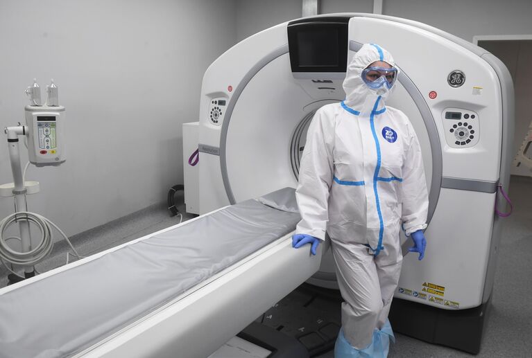 Аппарат компьютерной томографии (КТ) в инфекционном центре в Новой Москве Аппарат компьютерной томографии (КТ) в инфекционном центре в Новой Москве