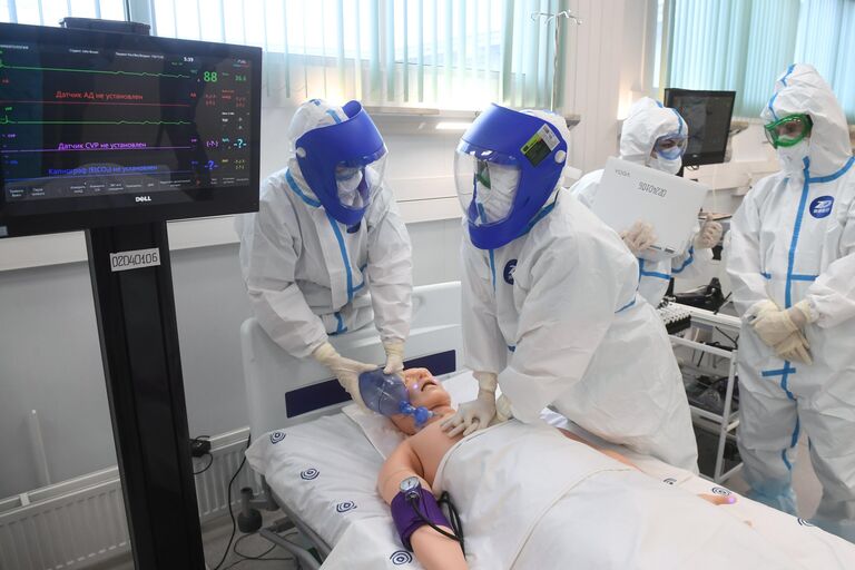 Демонстрация медицинского оборудования на открытии инфекционного центра в Новой Москве Демонстрация медицинского оборудования на открытии инфекционного центра в Новой Москве