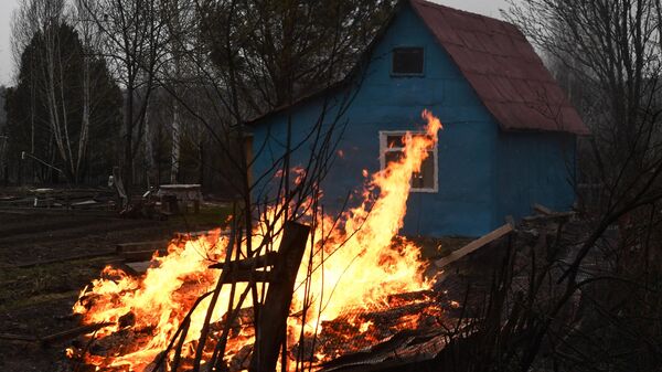 Огонь на дачном участке в Новосибирской области