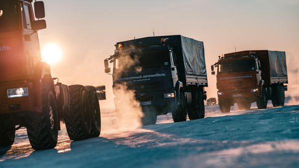 Испытания беспилотных грузовых автомобилей КАМАЗ на Восточно-Мессояхском месторождении в ЯНАО