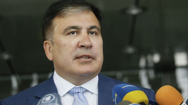 Михаил Саакашвили после встречи с депутатами фракции Слуга народа в Киеве