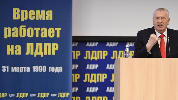 Руководитель Высшего Совета ЛДПР Владимир Жириновский во время обращения к молодежи