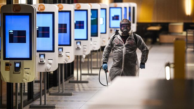 Санитарная обработка в ресторане MacDonalds на Тверской улице