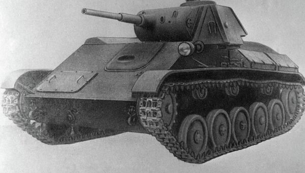 Репродукция рисунка легкого танка Т-70 из собрания музея бронетанковых войск СССР