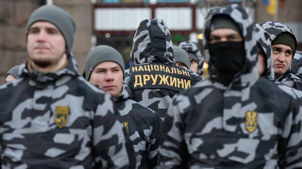 Участники марша Национальных дружин в Киеве