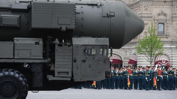 Автономная пусковая установка ПГРК Ярс на военном параде на Красной площади, посвящённом 74-й годовщине Победы в Великой Отечественной войне