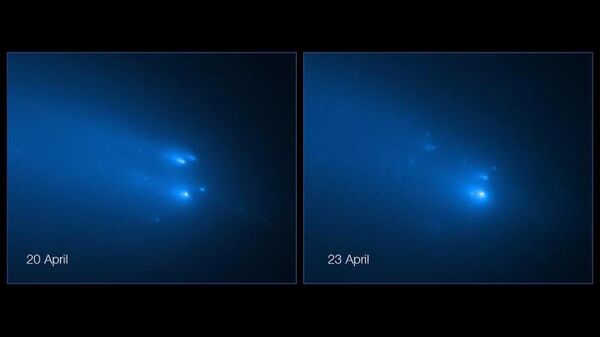 Фото распада кометы  C/2019Y4 (ATLAS), сделанное космическим телескопом Хаббл