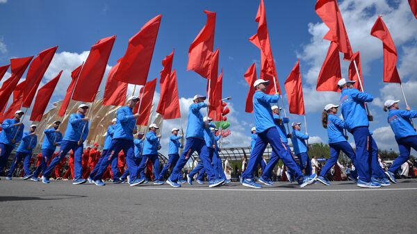Участники парада  в Минске в честь 75-летия Победы