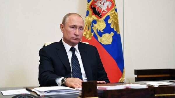 Президент РФ Владимир Путин принимает участие в заседани ВЕЭС в режиме видеоконференции