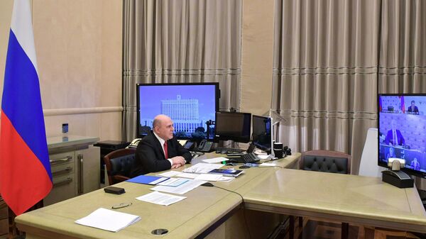 Председатель правительства РФ Михаил Мишустин проводит в режиме видеоконференции заседание президиума Координационного совета 