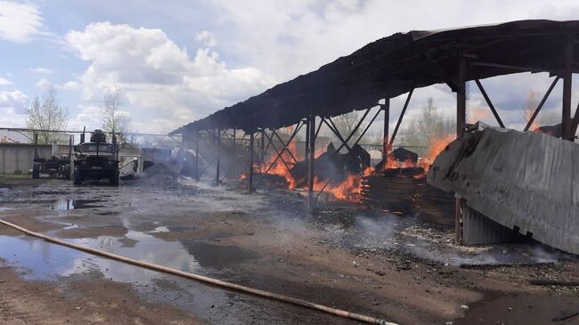 Пожар в городе Пикалево Бокситогорского района Ленинградской области