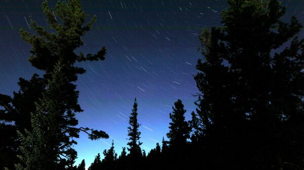 Звездное небо над тайгой в природном парке Ергаки в горах Западного Саяна в Красноярском крае